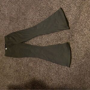 Denim Olive Green Flared Pants